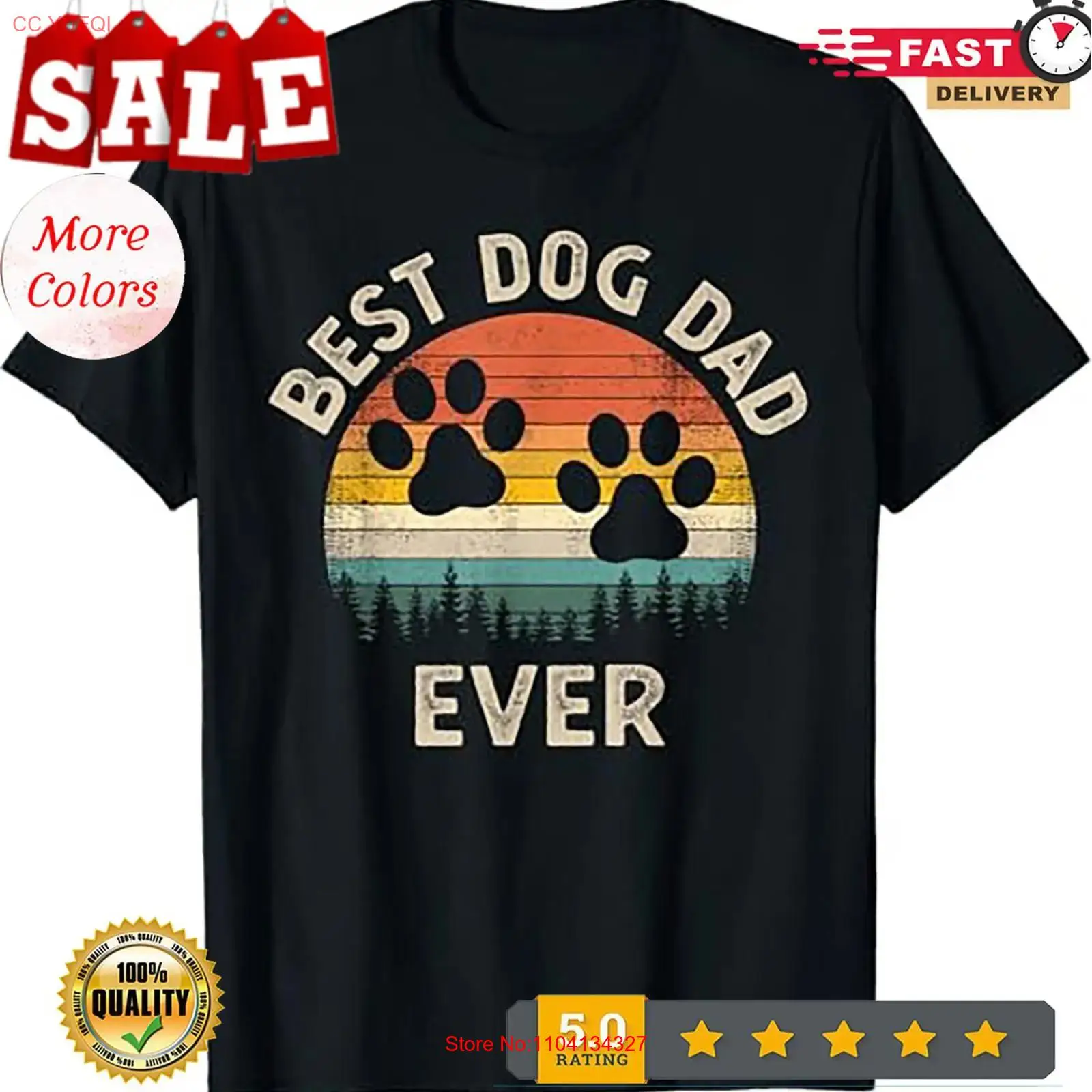 Men'S Fashion Everyday - Футболка Best Dog Dad Ever Vintage