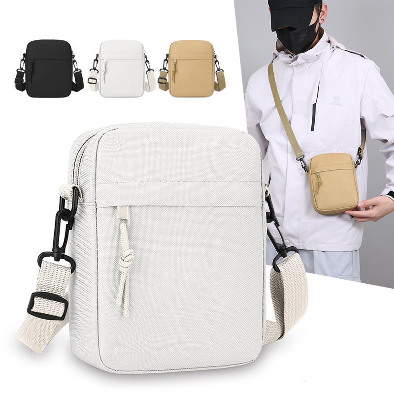Crossbody Bag Men - Простая однотонная мини-сумка из холщовой ткани,