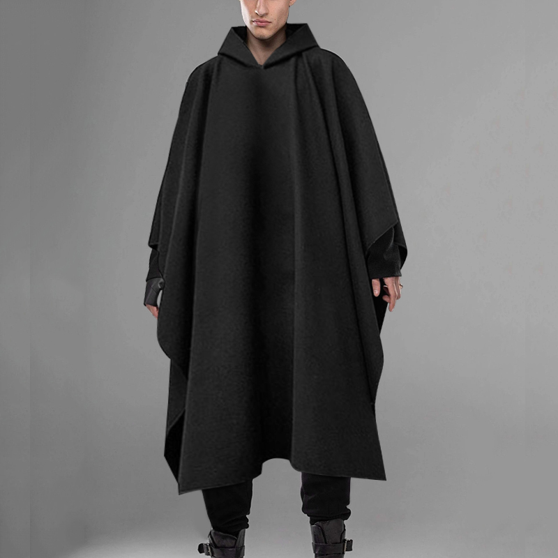 Mens Fashion Poncho - INCERUN модный мужской плащ, однотонное пончо