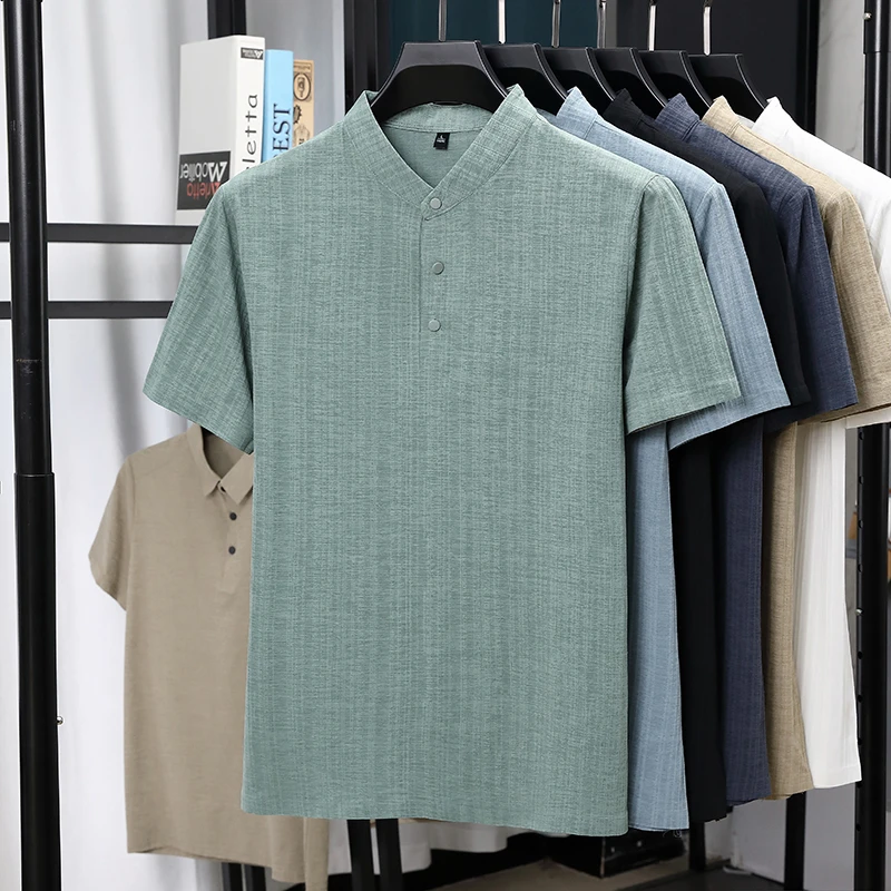 Linen Shirt Summer - Мужские льняные рубашки с воротником-стойкой и