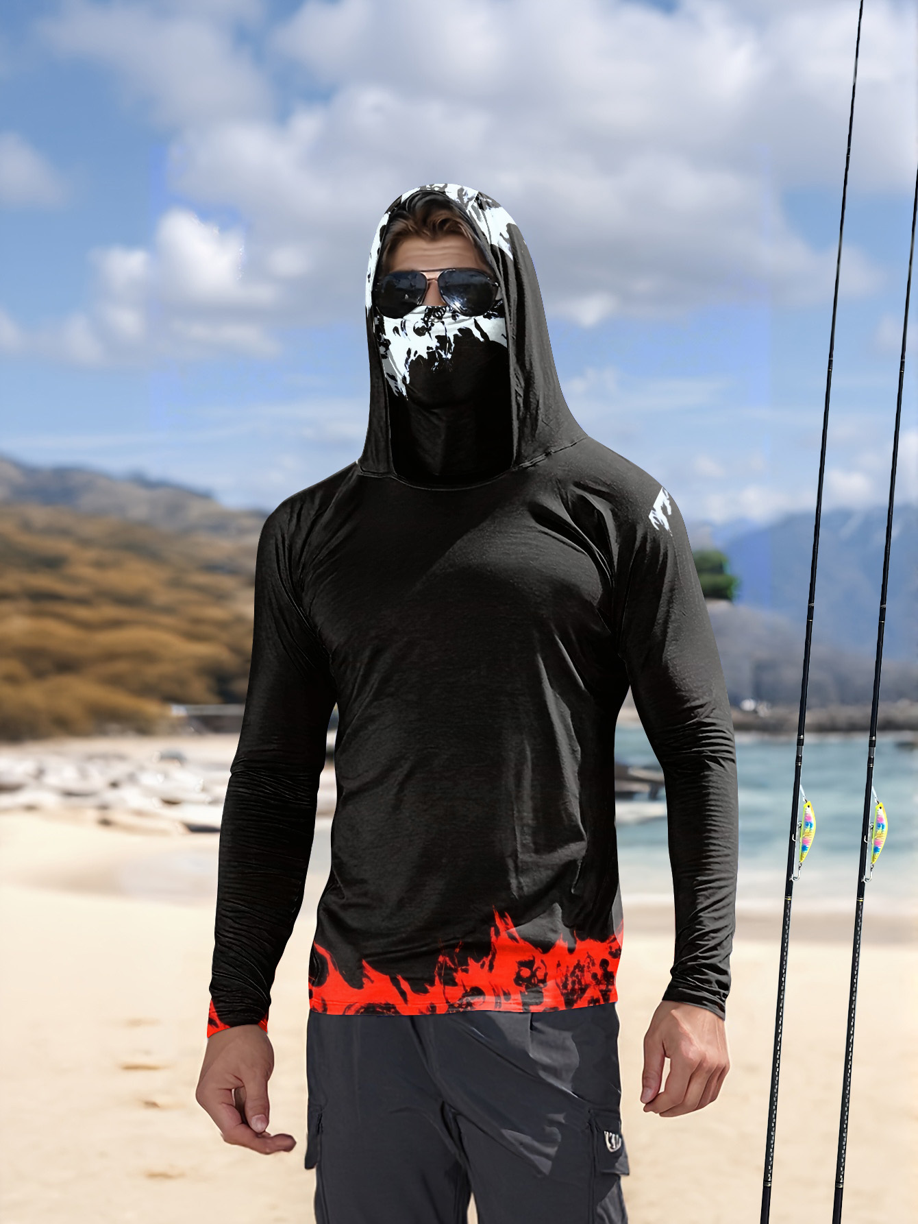 Men'S Fashion T Shirts - Мужская рубашка для рыбалки с капюшоном,