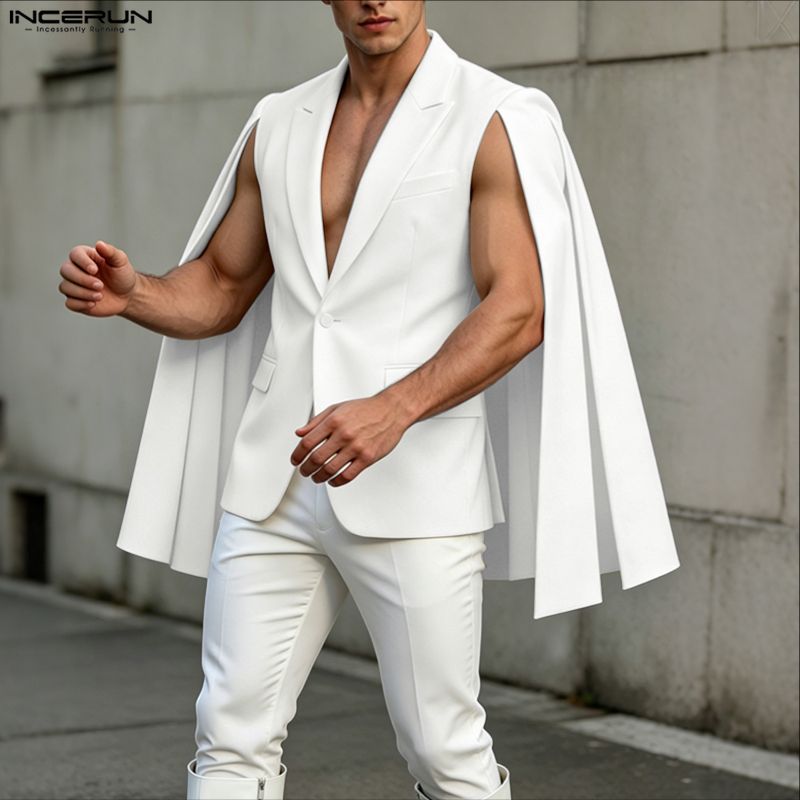 Mens Fashion Poncho - Мужской нестандартный пиджак INCERUN, однотонный плащ-накидка