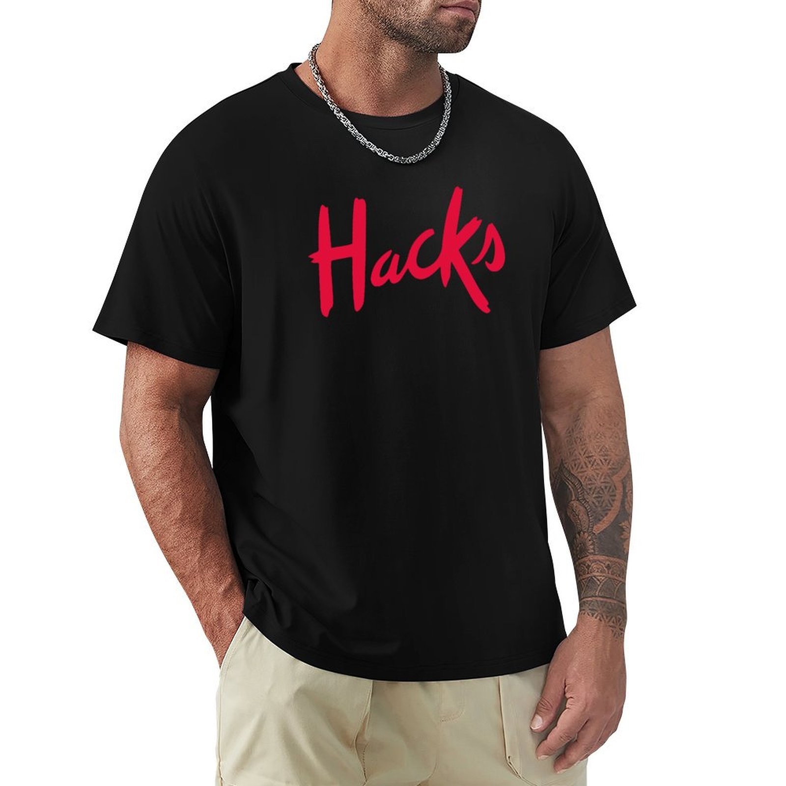Mens Fashion Hacks - Футболка с логотипом Hacks, летняя модная