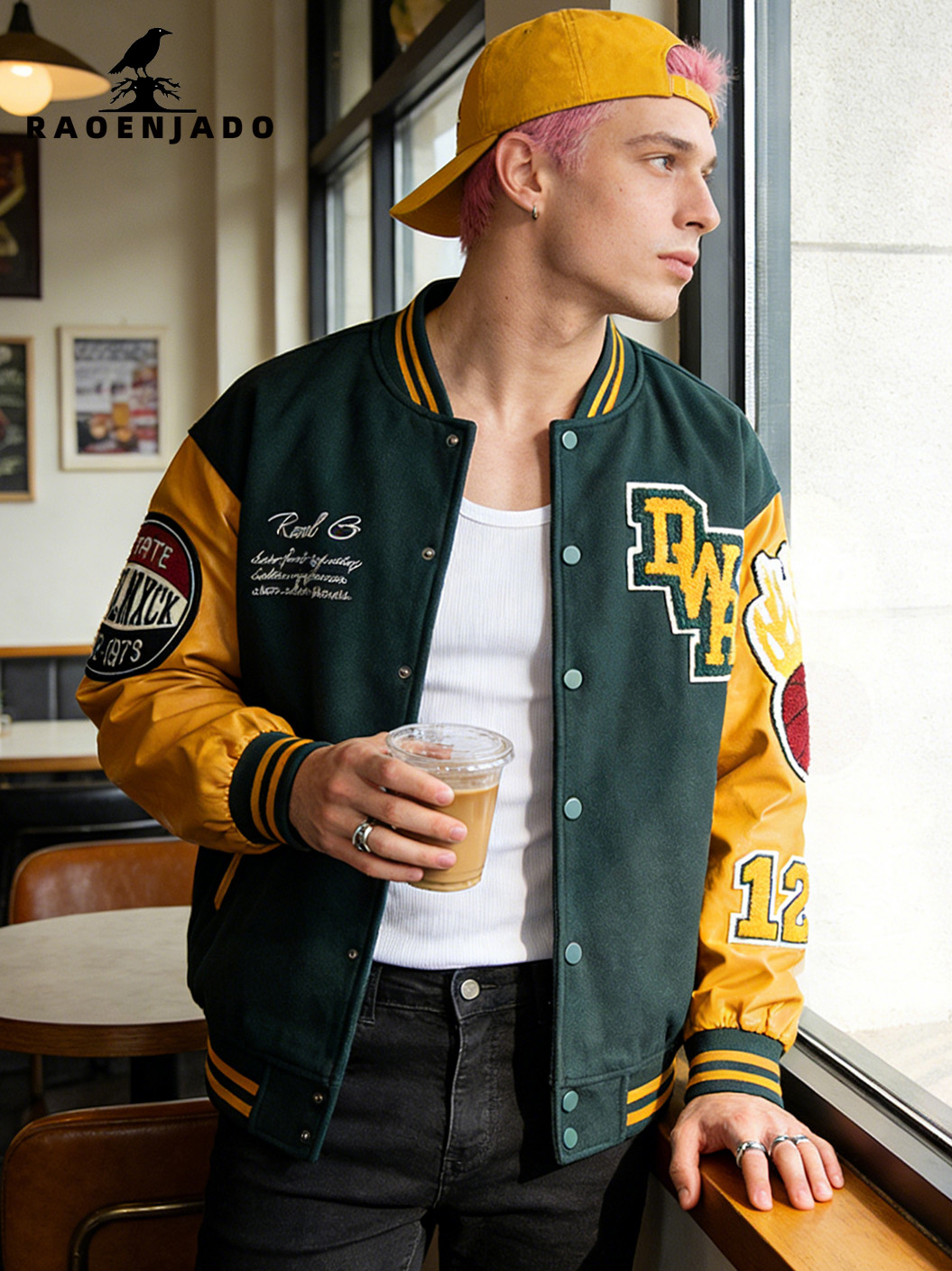 Varsity Jacket Letterman - Мужская винтажная куртка-бомбер в гоночном стиле,