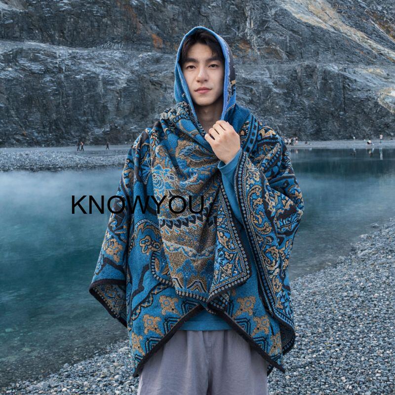 Mens Fashion Poncho - Мужская теплая накидка-шаль для путешествий с
