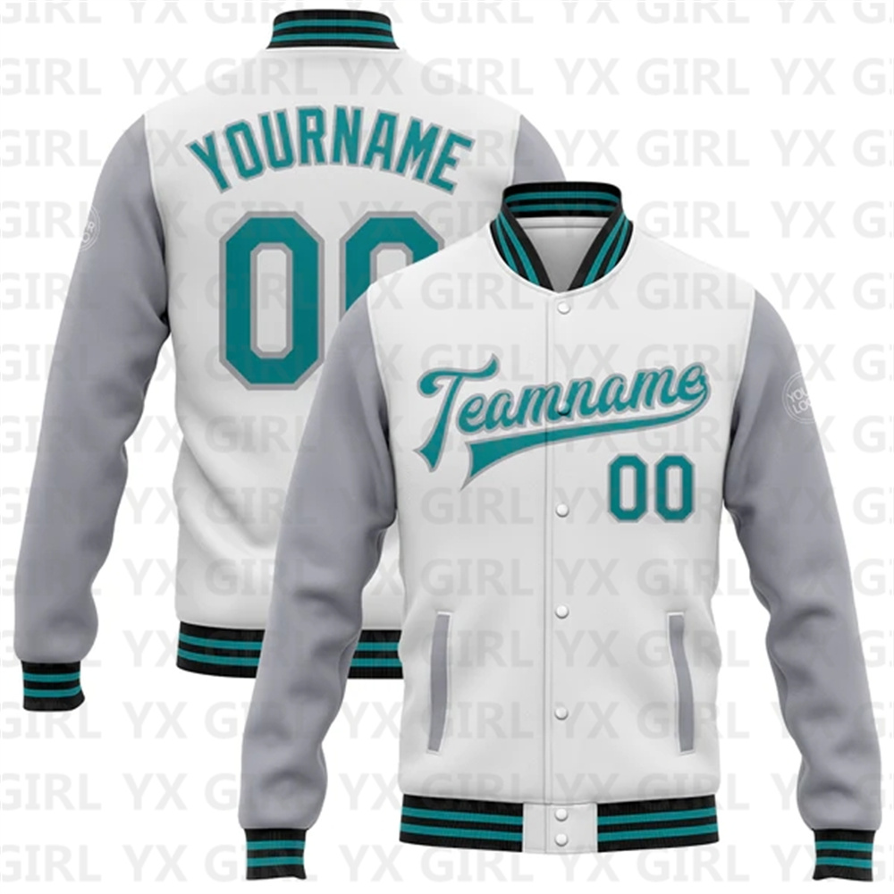 Varsity Jacket Letterman - Куртка-бомбер двусторонняя, белая, темно-синяя, Черная