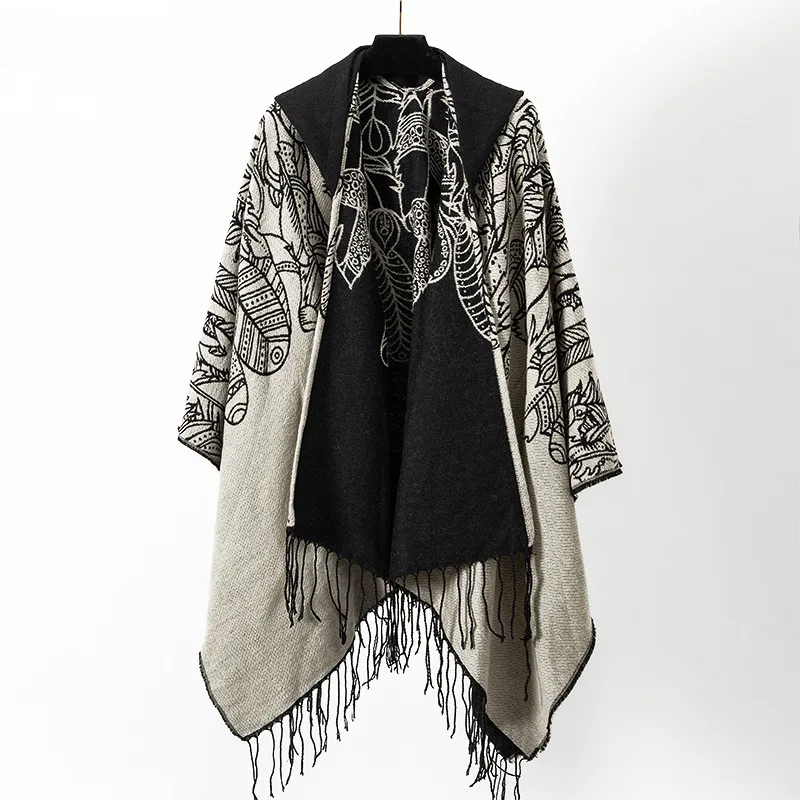 Mens Fashion Poncho - Винтажная накидка с кисточками, пончо с