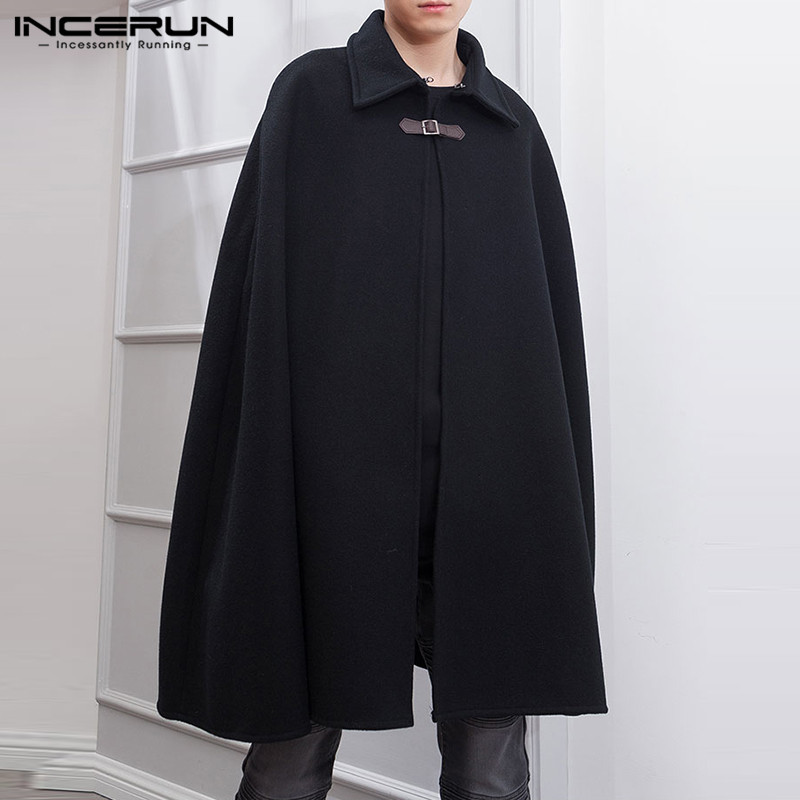 Mens Fashion Poncho - Модная мужская накидка, пальто с отворотом,