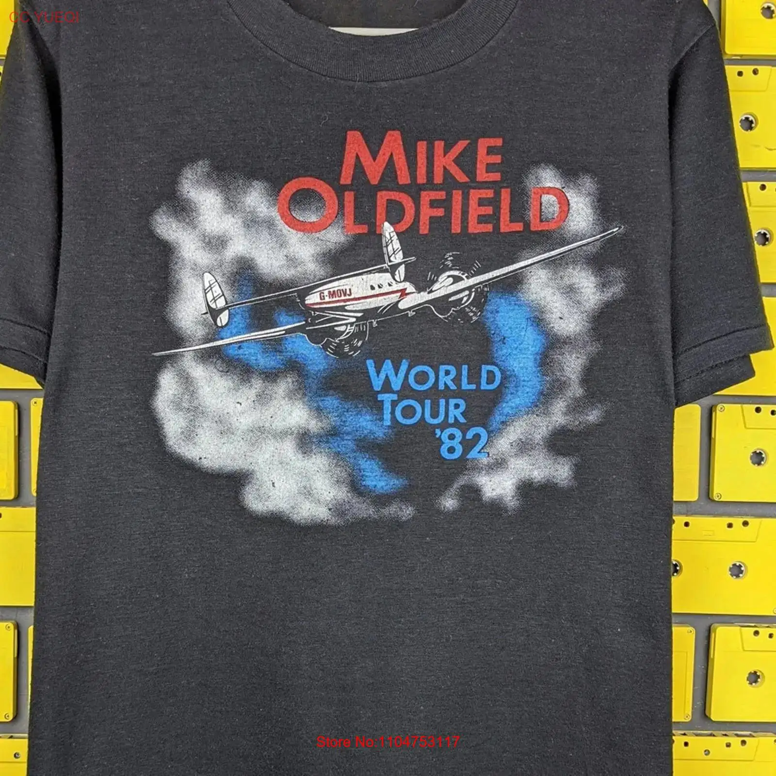 Mens Fashion Black Shirt - Черная футболка Mike Oldfield WORLD TOUR,
