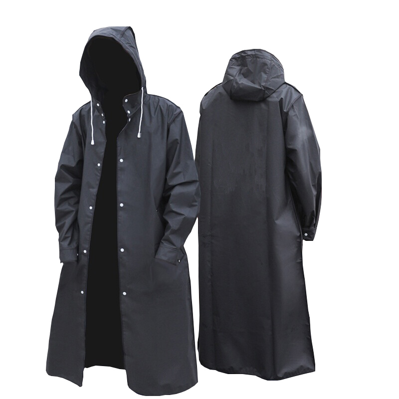 Mens Fashion Poncho - Черный модный водонепроницаемый длинный плащ для
