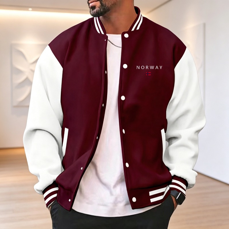 Varsity Jacket Letterman - Мужская бейсбольная куртка-бомбер в стиле колор-блок,