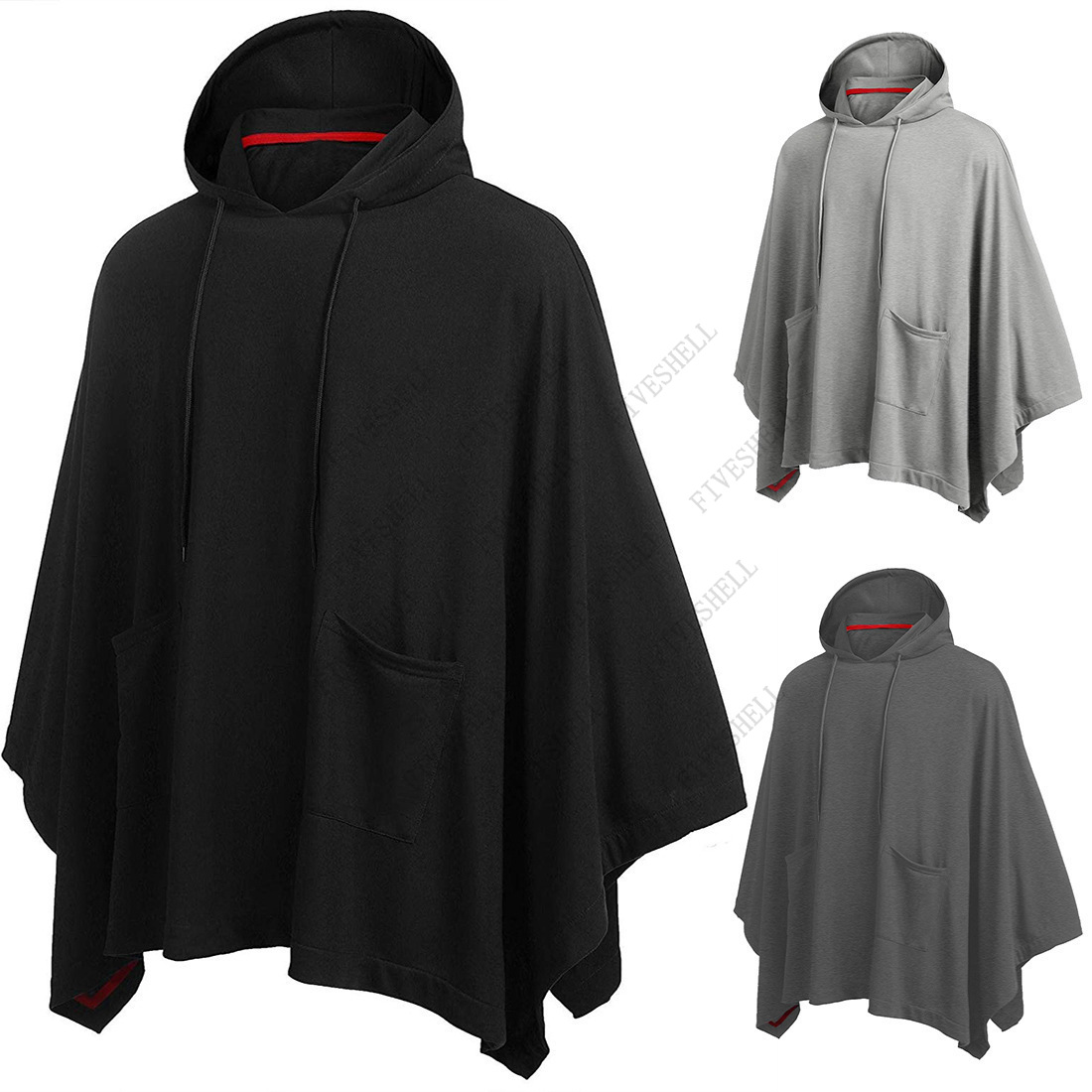Mens Fashion Poncho - Повседневная накидка-пончо унисекс с капюшоном, модное