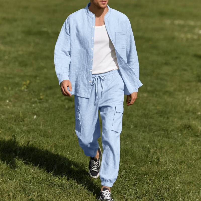 Мужской льняной дышащий компле – обзор и цена Linen Shirt Summer